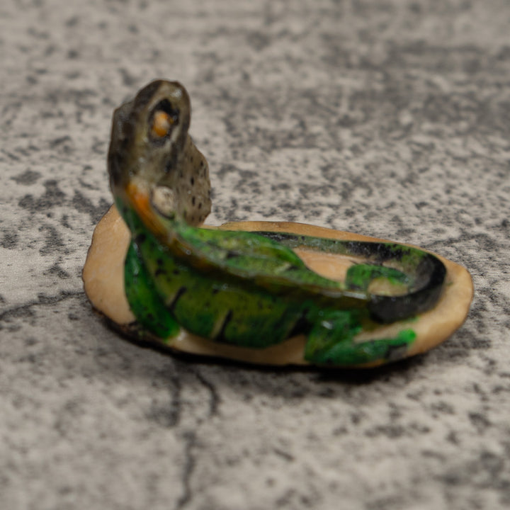 Vintage Iguana Lizard Reptile Tagua Carving