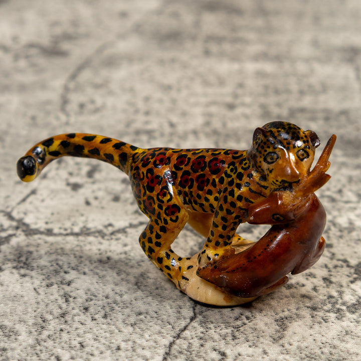Vintage Jaguar With Kill Tagua Carving