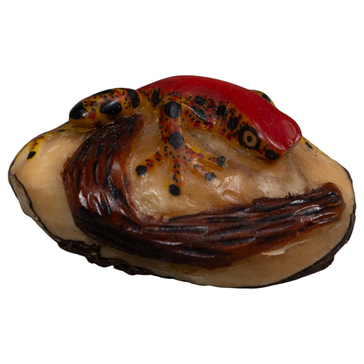 Red Gold And Black Poison Dart Frog Tagua Carving