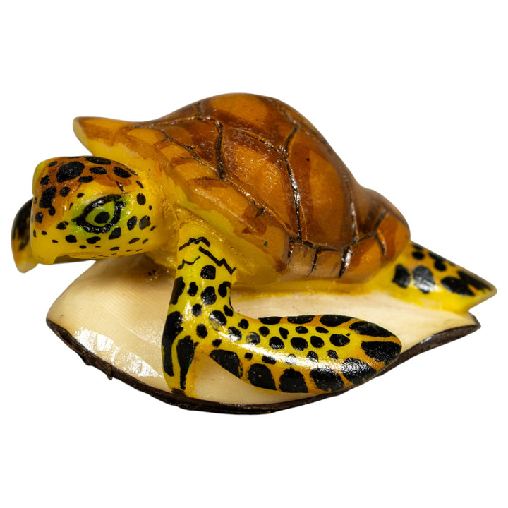 Brown Yellow And Black Sea Turtle Tagua Carving