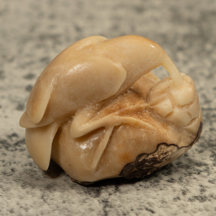 Vintage Natural White Hummingbird Tagua Carving