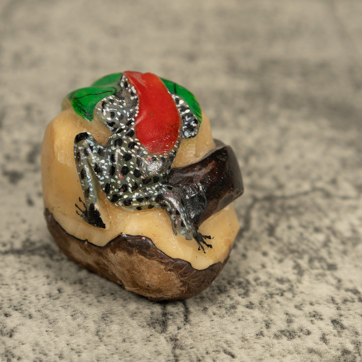 Black Red And White Poison Dart Frog Tagua Carving