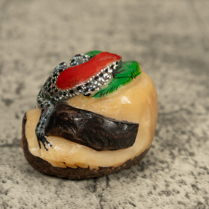 Black Red And White Poison Dart Frog Tagua Carving