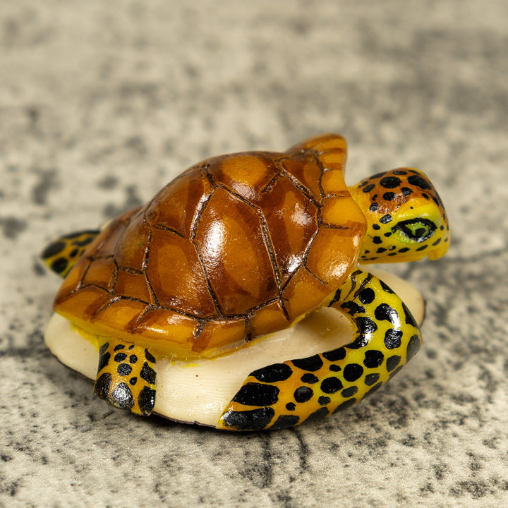 Brown Yellow And Black Sea Turtle Tagua Carving