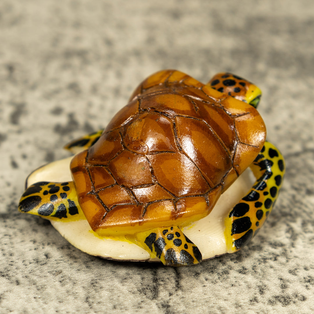 Brown Yellow And Black Sea Turtle Tagua Carving