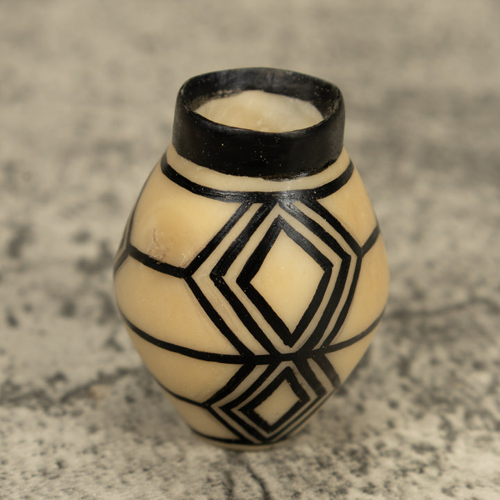 Etched Black Vase Tagua Carving