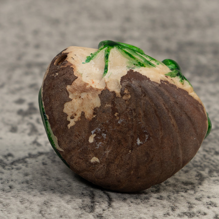 Vintage Green And Black Iguana Lizard Tagua Carving