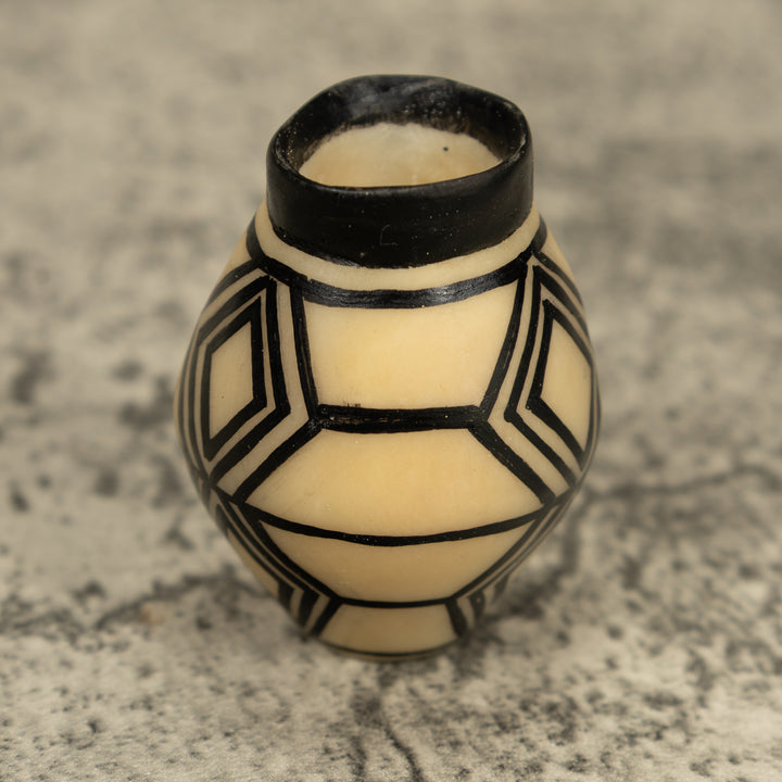 Etched Black Vase Tagua Carving