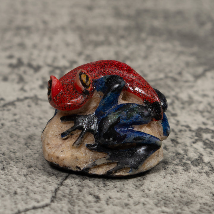 Vintage Black And Red Frog Tagua Carving