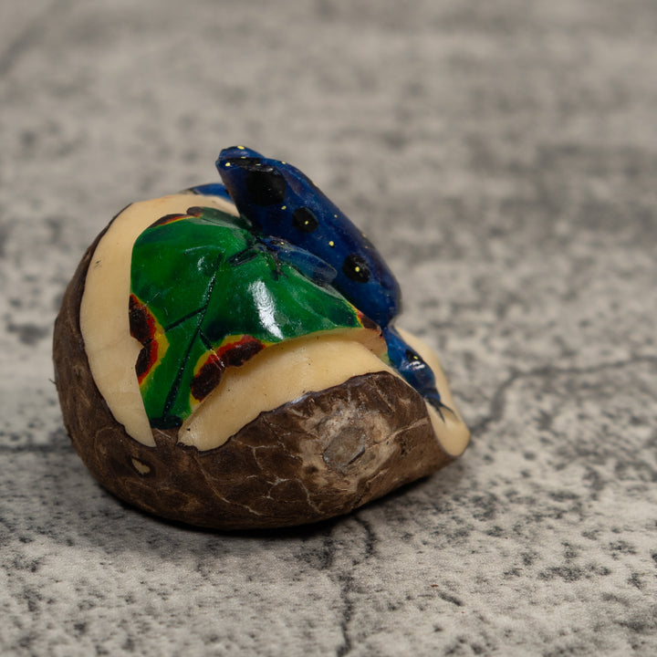 Blue Yellow And Green Poison Dart Frog Tagua Carving