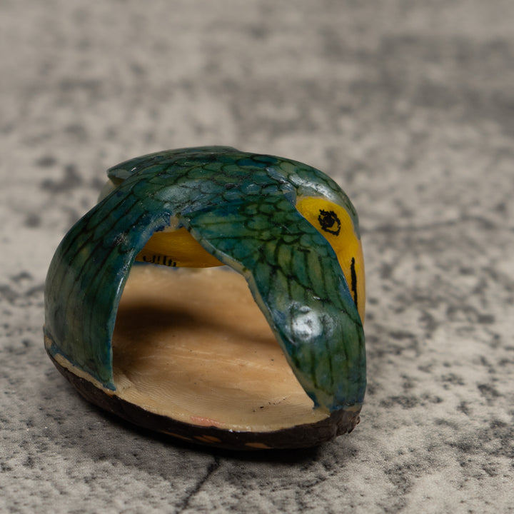 Vintage Black And Green Hummingbird Tagua Carving