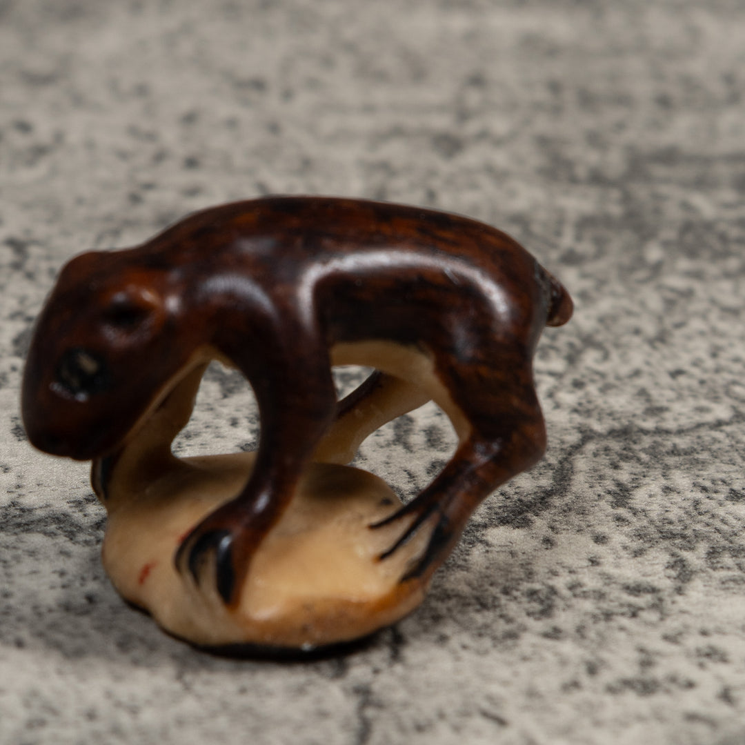 Vintage Brown Jungle Critter Tagua Carving