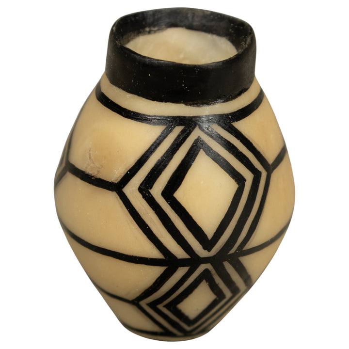 Etched Black Vase Tagua Carving