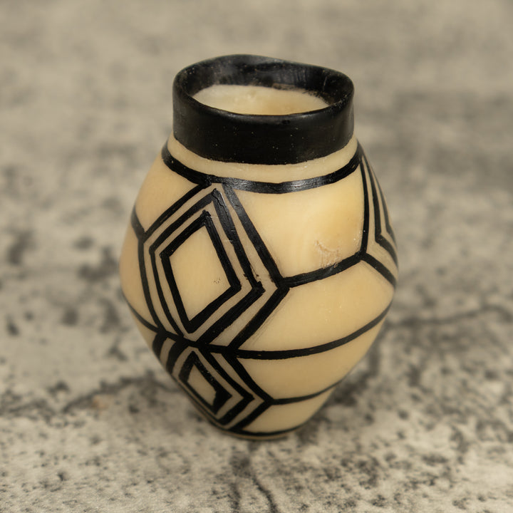 Etched Black Vase Tagua Carving