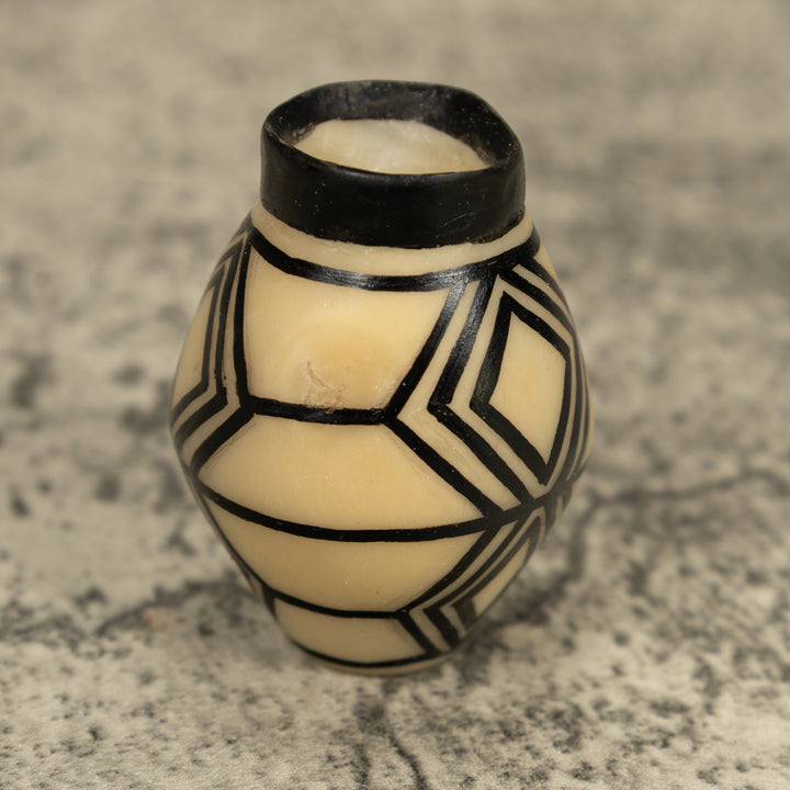 Etched Black Vase Tagua Carving