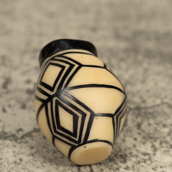 Etched Black Vase Tagua Carving