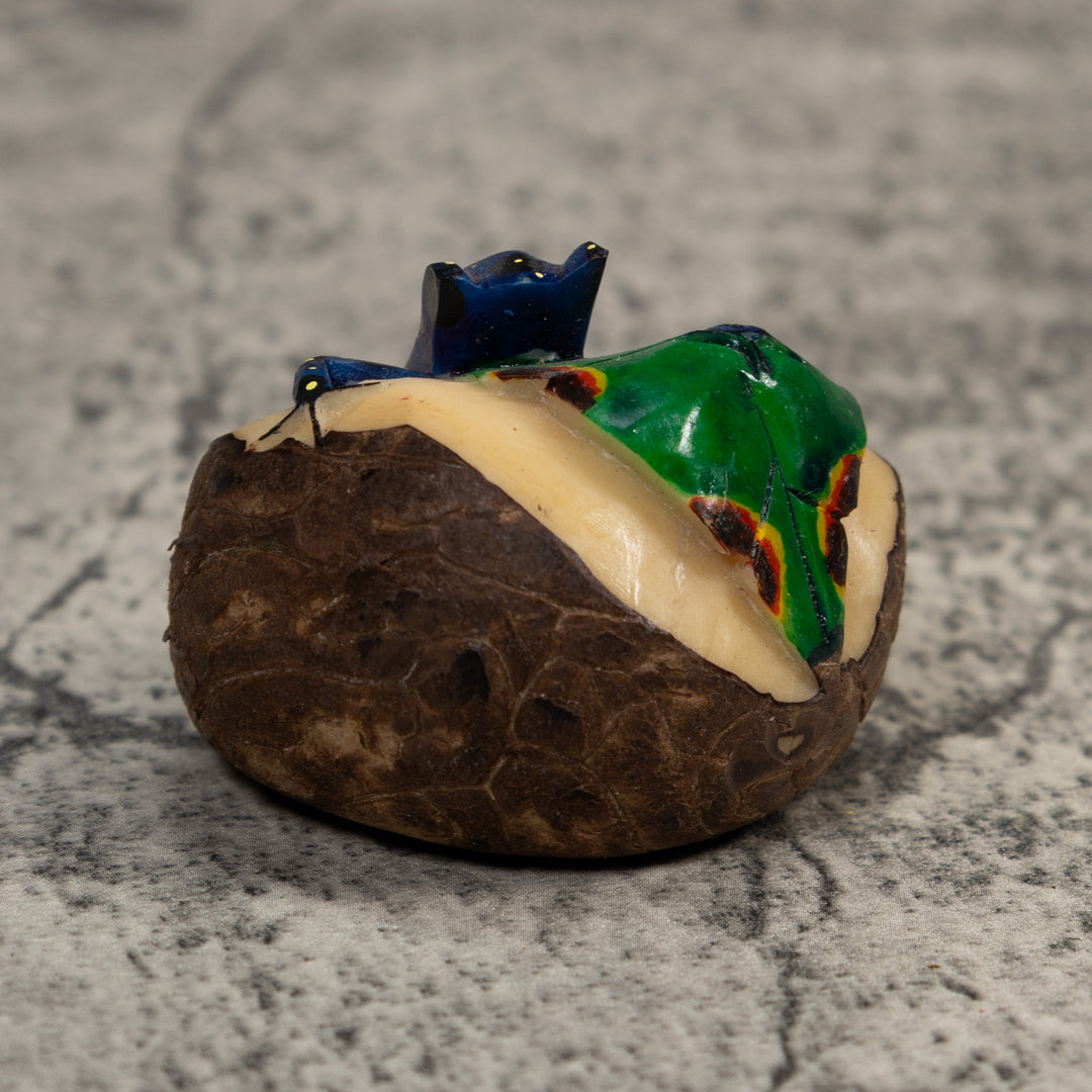 Blue Yellow And Green Poison Dart Frog Tagua Carving
