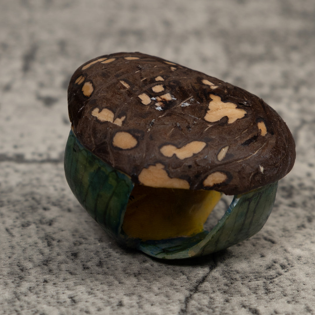 Vintage Black And Green Hummingbird Tagua Carving