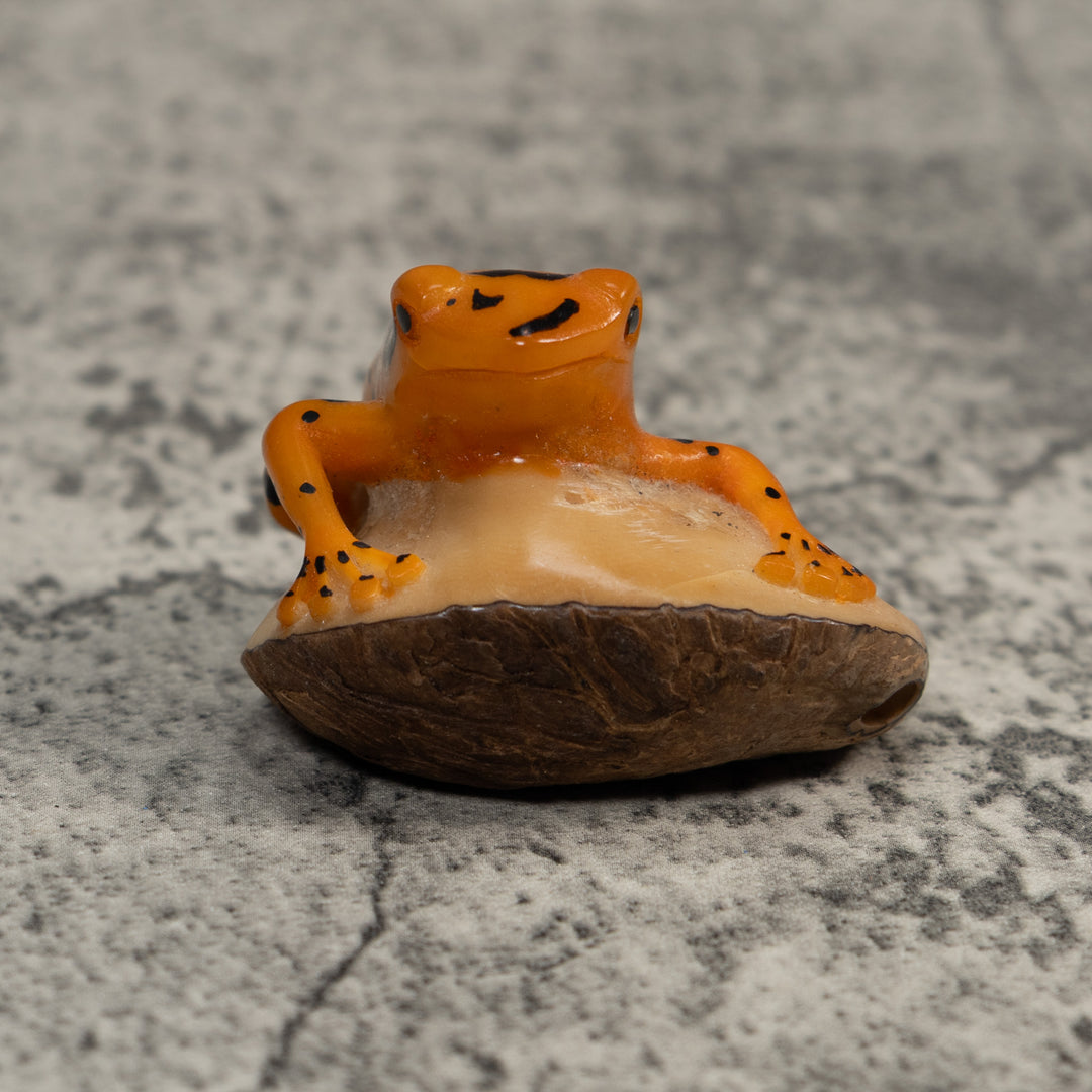 Black And Gold Poison Dart Frog Tagua Carving