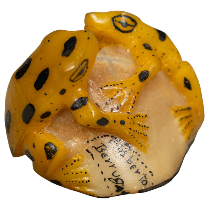 Vintage Gold And Black Double (2) Frog Tagua Carving