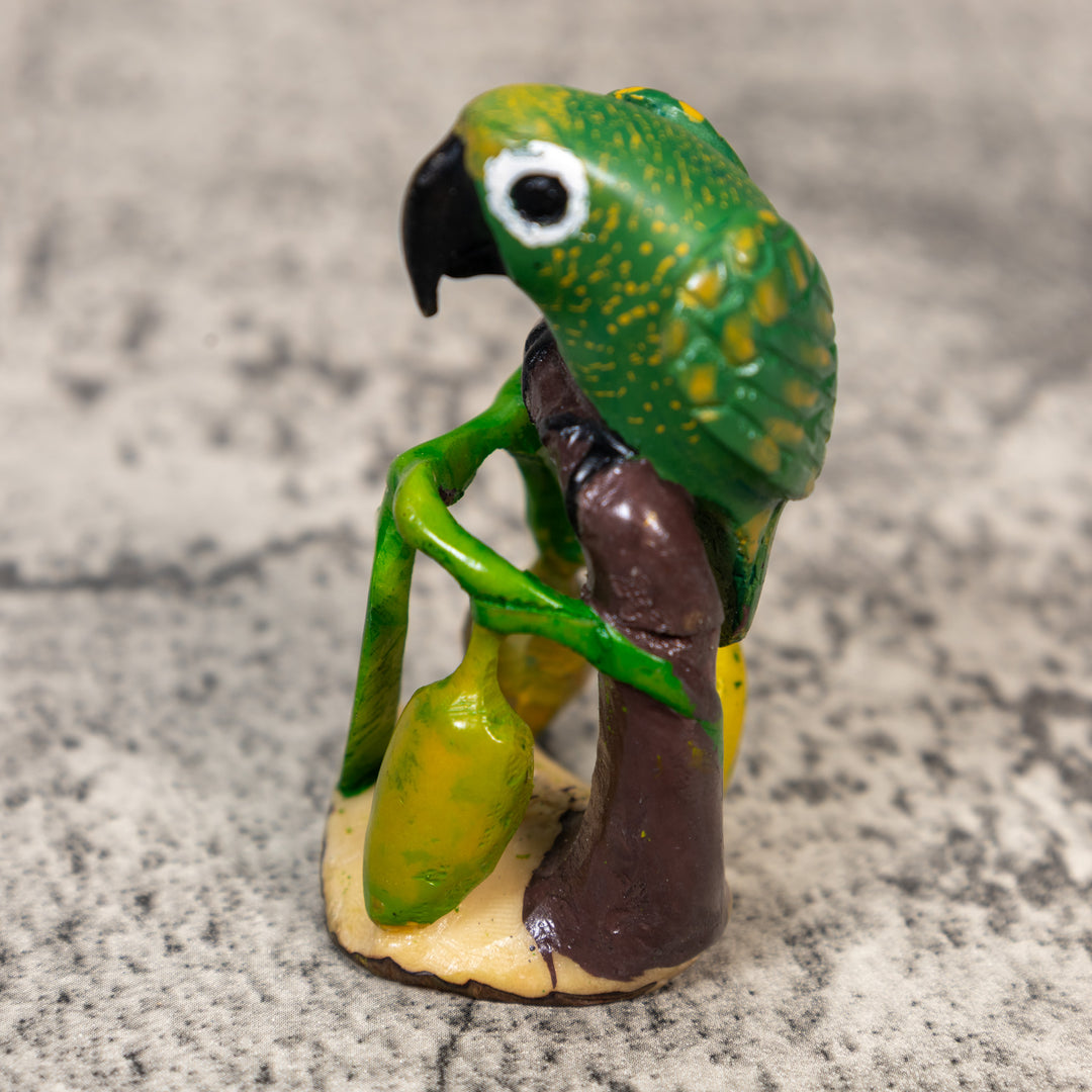 Green And Gold Parrot Bird Tagua Carving