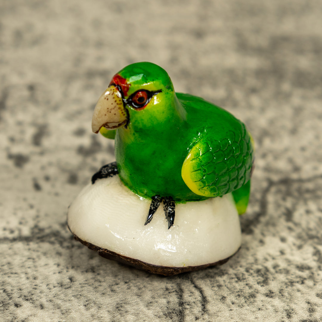 Green Parrot Bird Tagua Carving