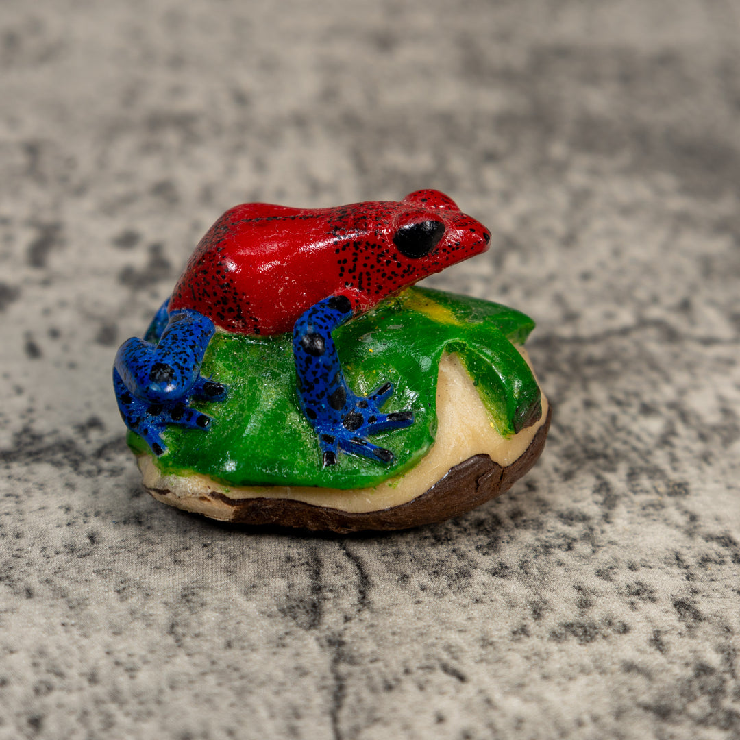 Red Blue And Green Poison Dart Frog Tagua Carving