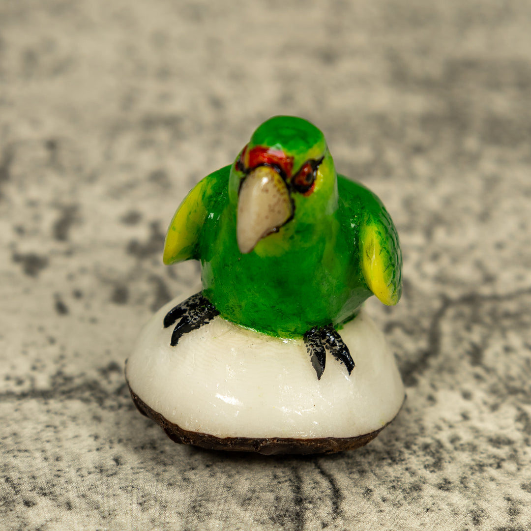 Green Parrot Bird Tagua Carving