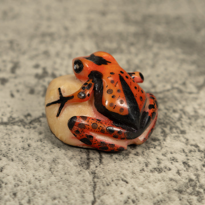 Vintage Orange And Black Poison Dart Frog Tagua Carving