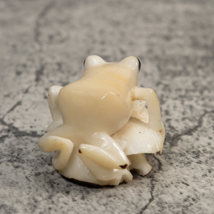 White Natural Frog Tagua Carving