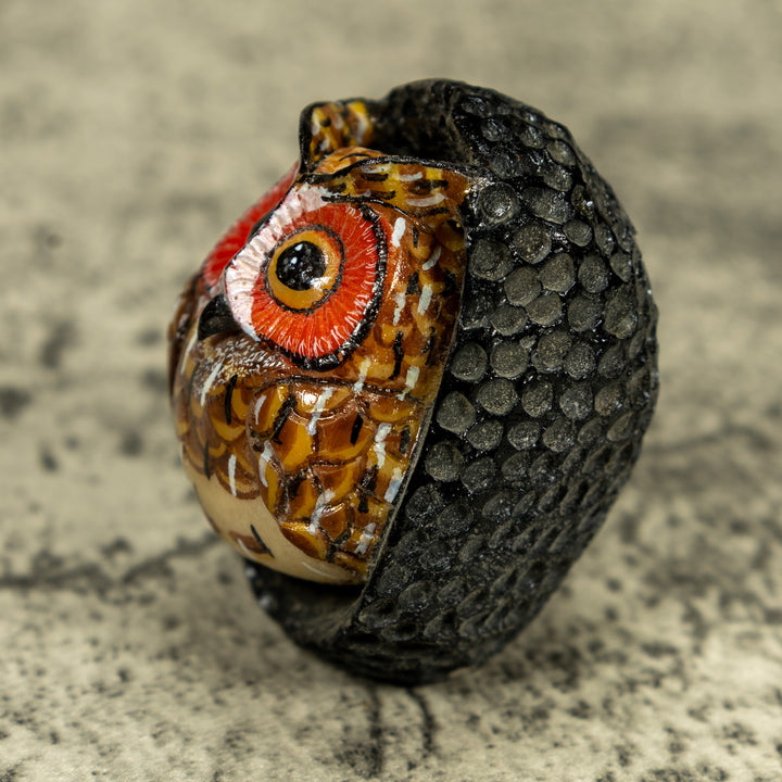Bright Eye Owl Bird Tagua Carving