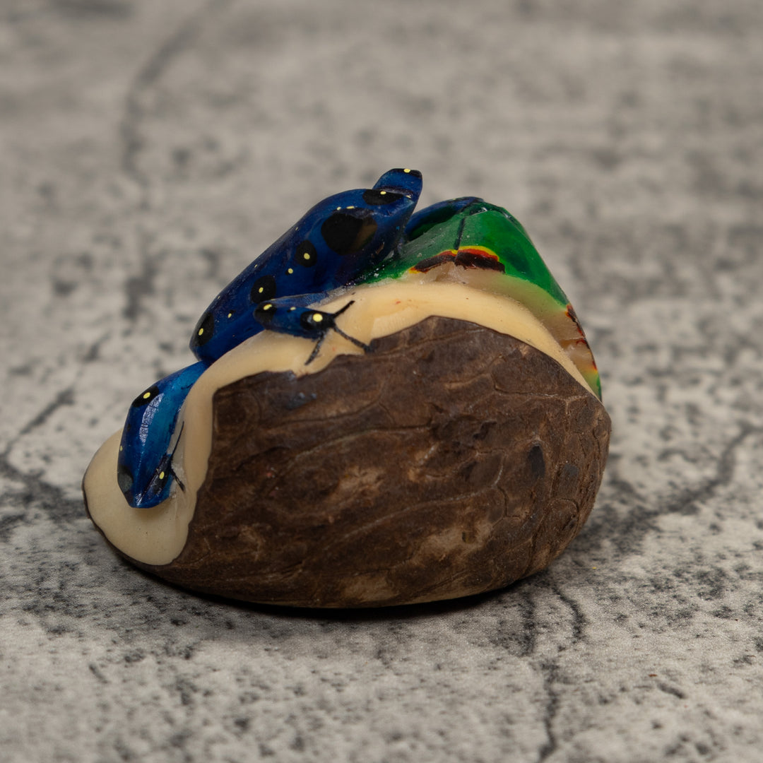 Blue Yellow And Green Poison Dart Frog Tagua Carving