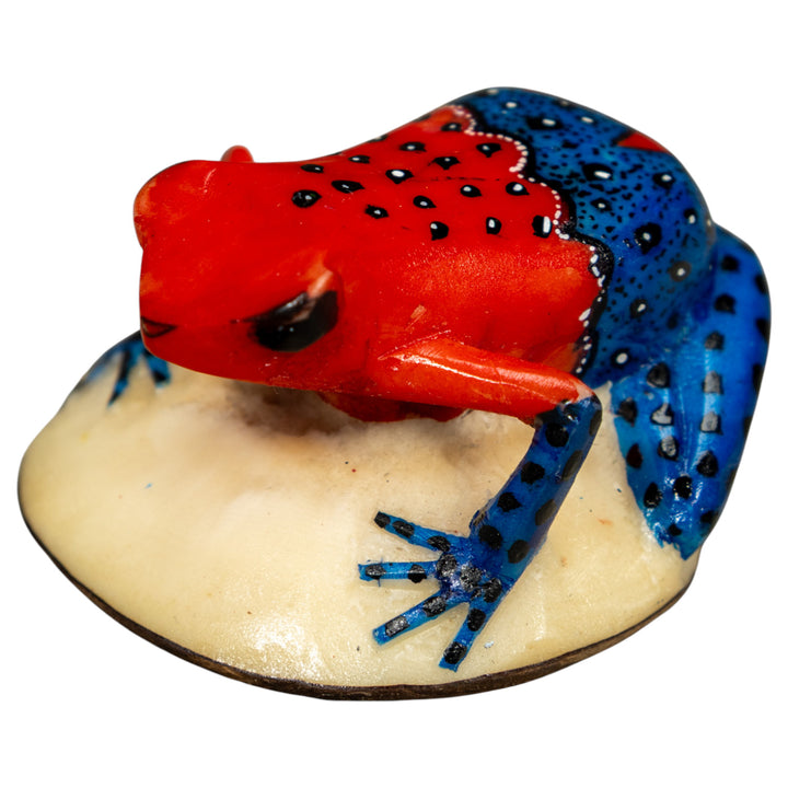 Red And Blue Poison Dart Frog Tagua Carving