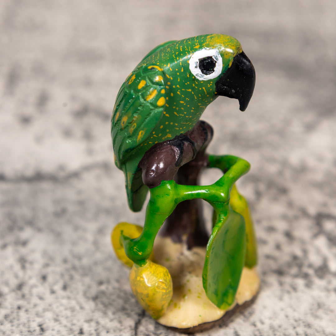 Green And Gold Parrot Bird Tagua Carving