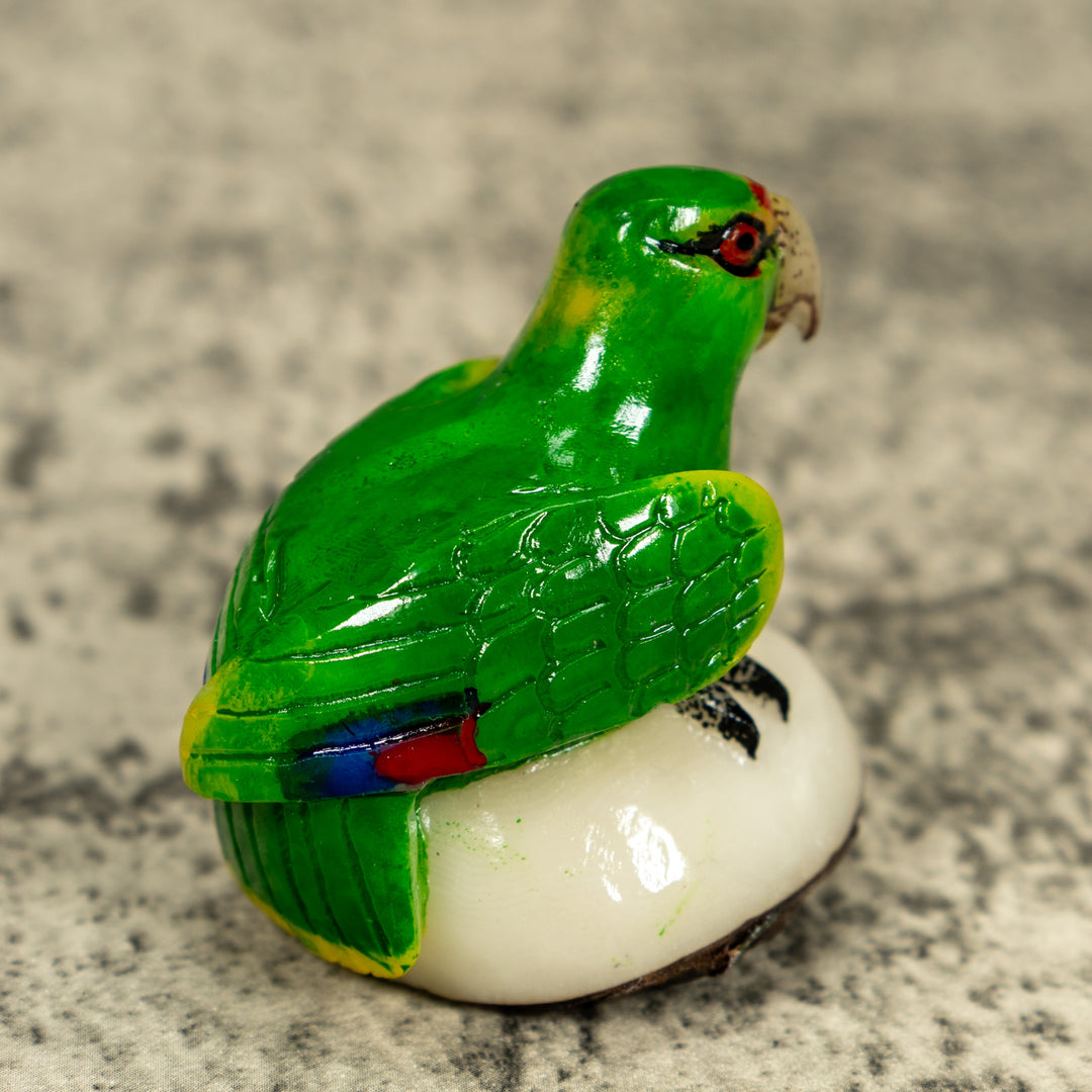 Green Parrot Bird Tagua Carving