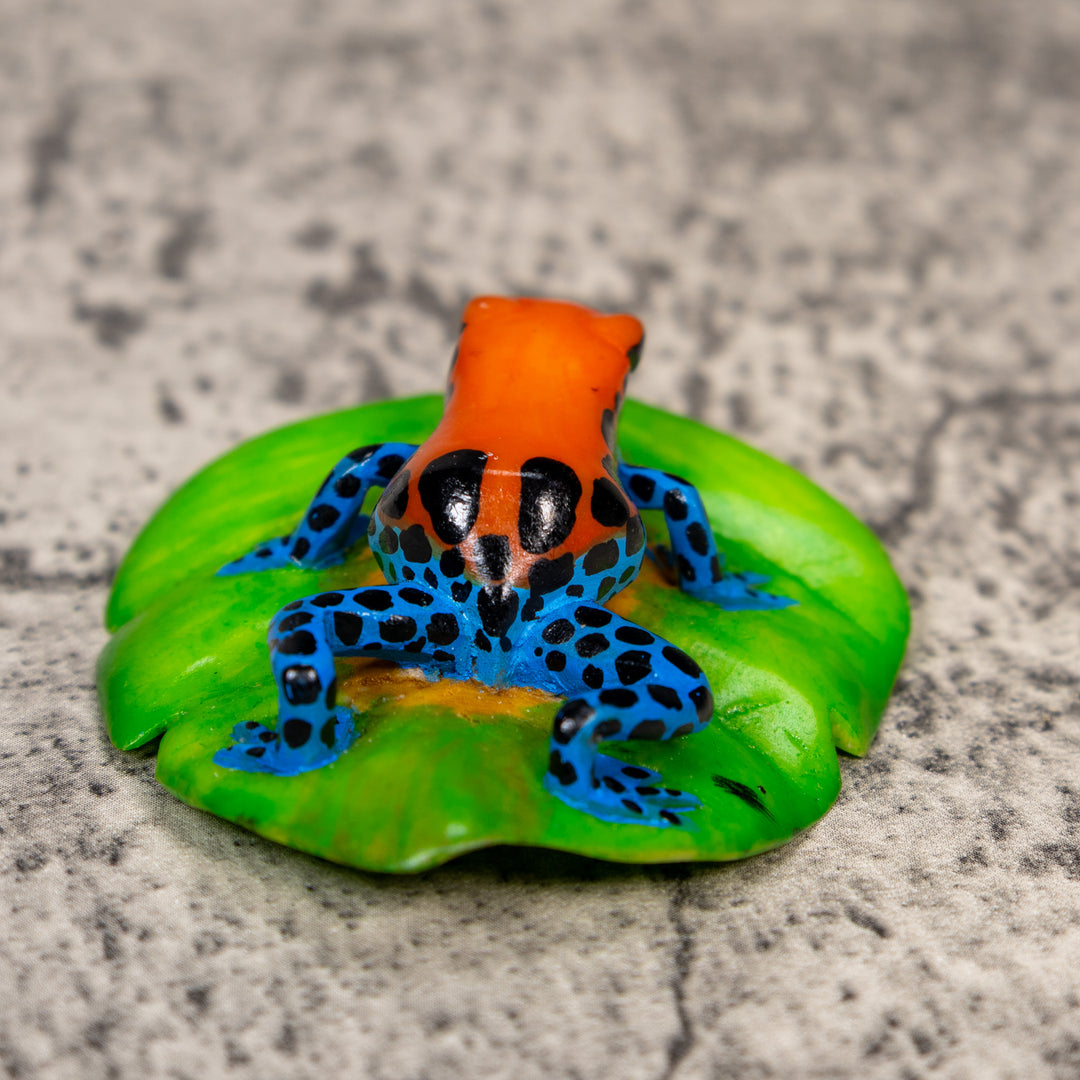 Blue Red And Black Poison Dart Frog Tagua Carving