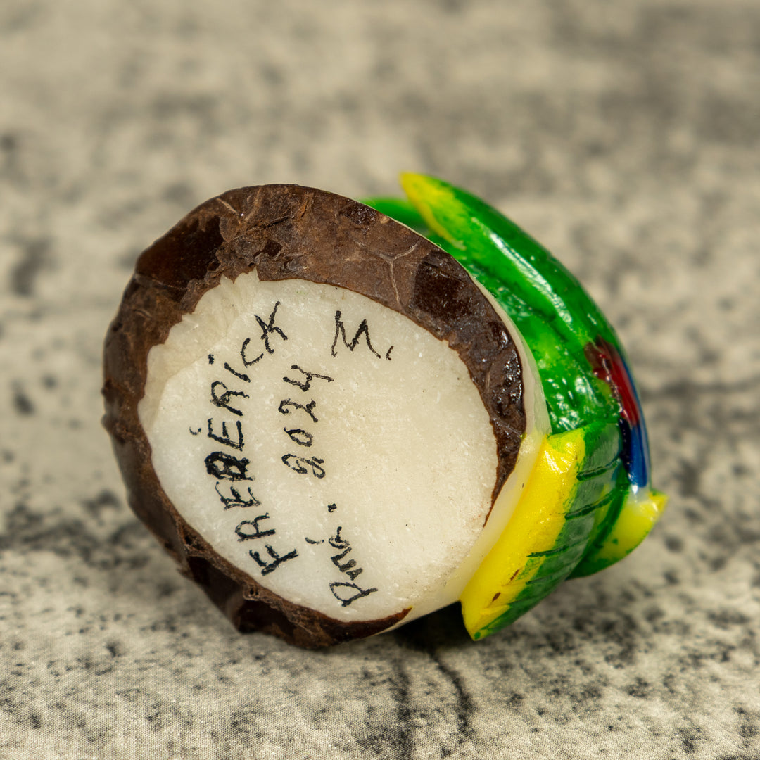 Green Parrot Bird Tagua Carving