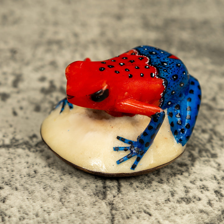 Red And Blue Poison Dart Frog Tagua Carving