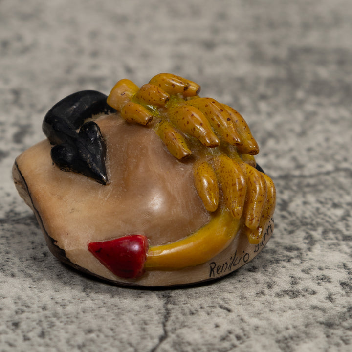 Vintage Snake With Bananas Tagua Carving