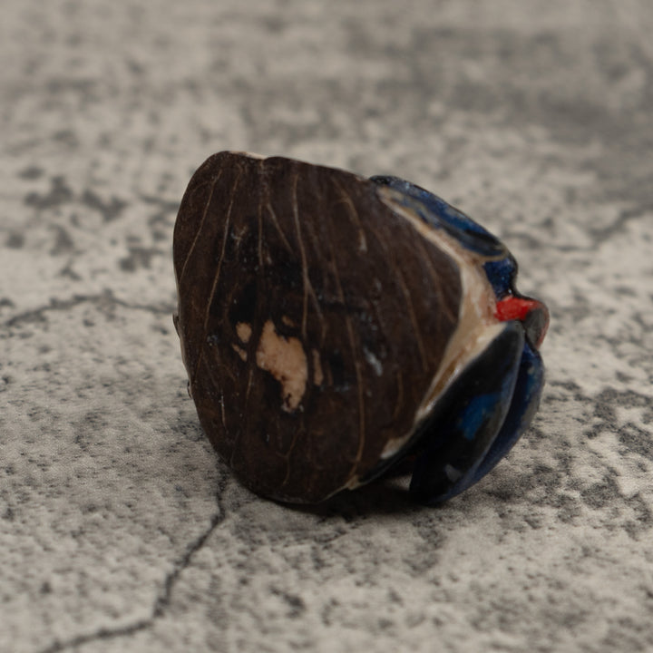 Vintage Black And Red Frog Tagua Carving