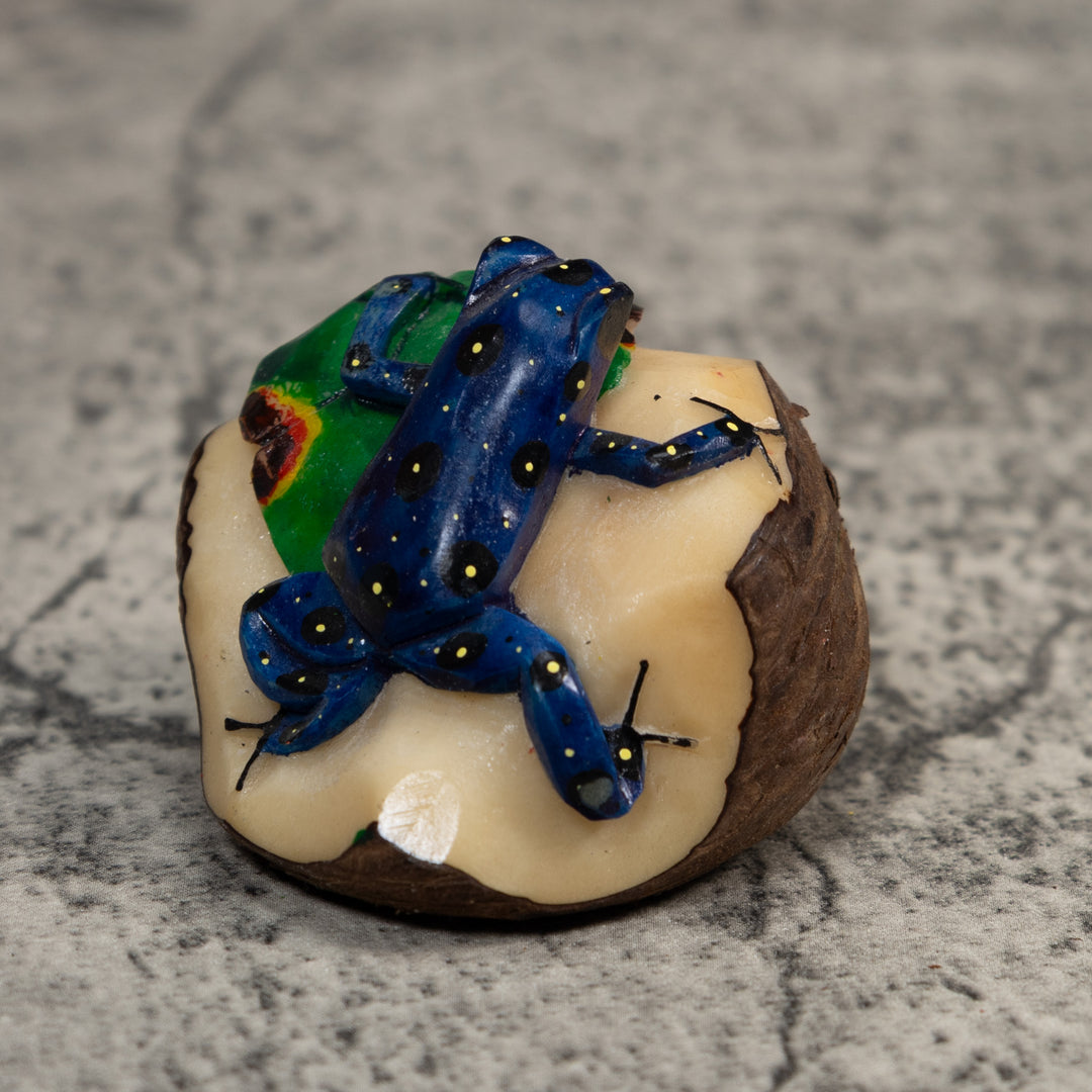 Blue Yellow And Green Poison Dart Frog Tagua Carving