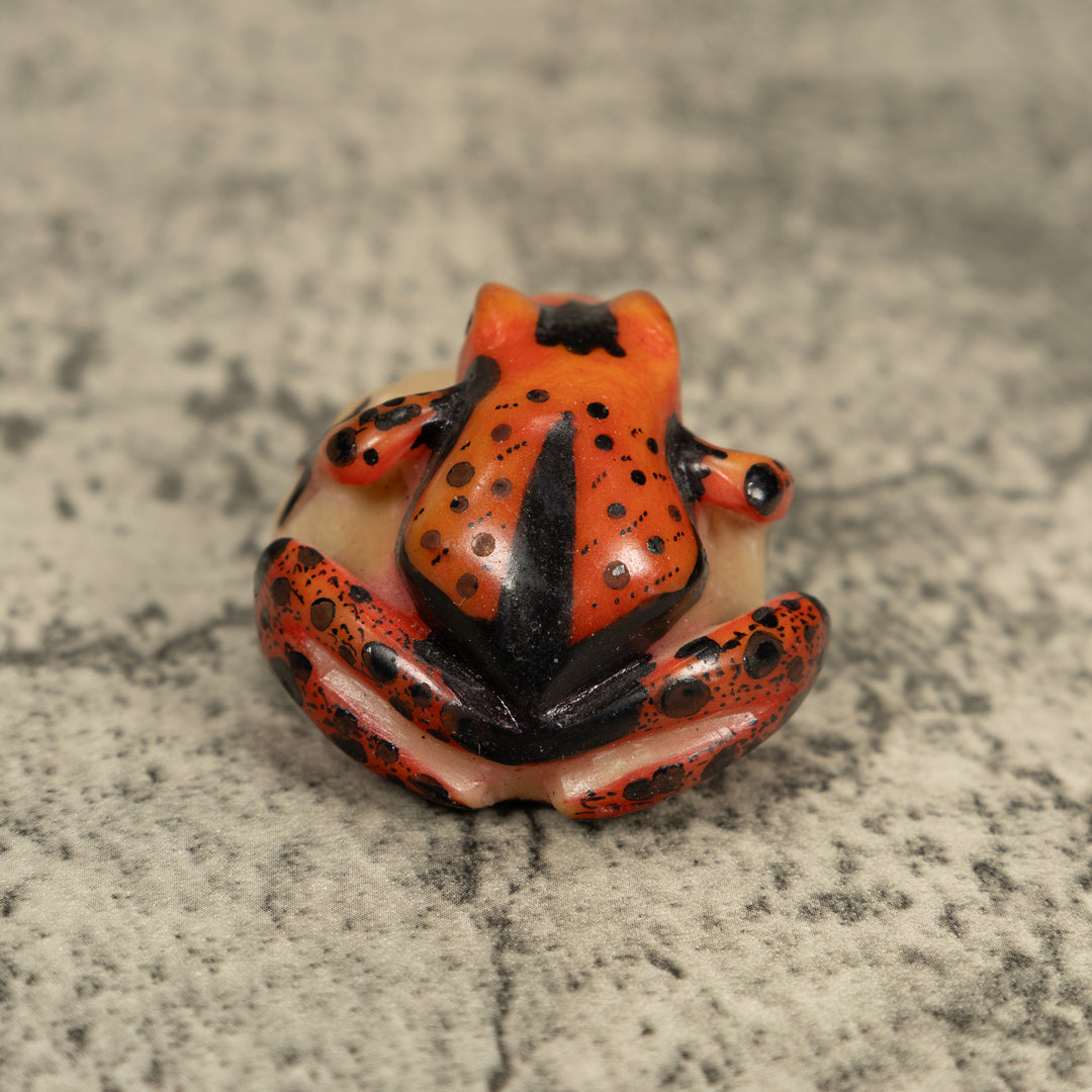 Vintage Orange And Black Poison Dart Frog Tagua Carving