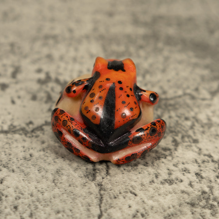 Vintage Orange And Black Poison Dart Frog Tagua Carving