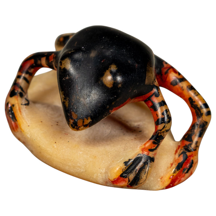 Vintage Gold And Black Frog Tagua Carving