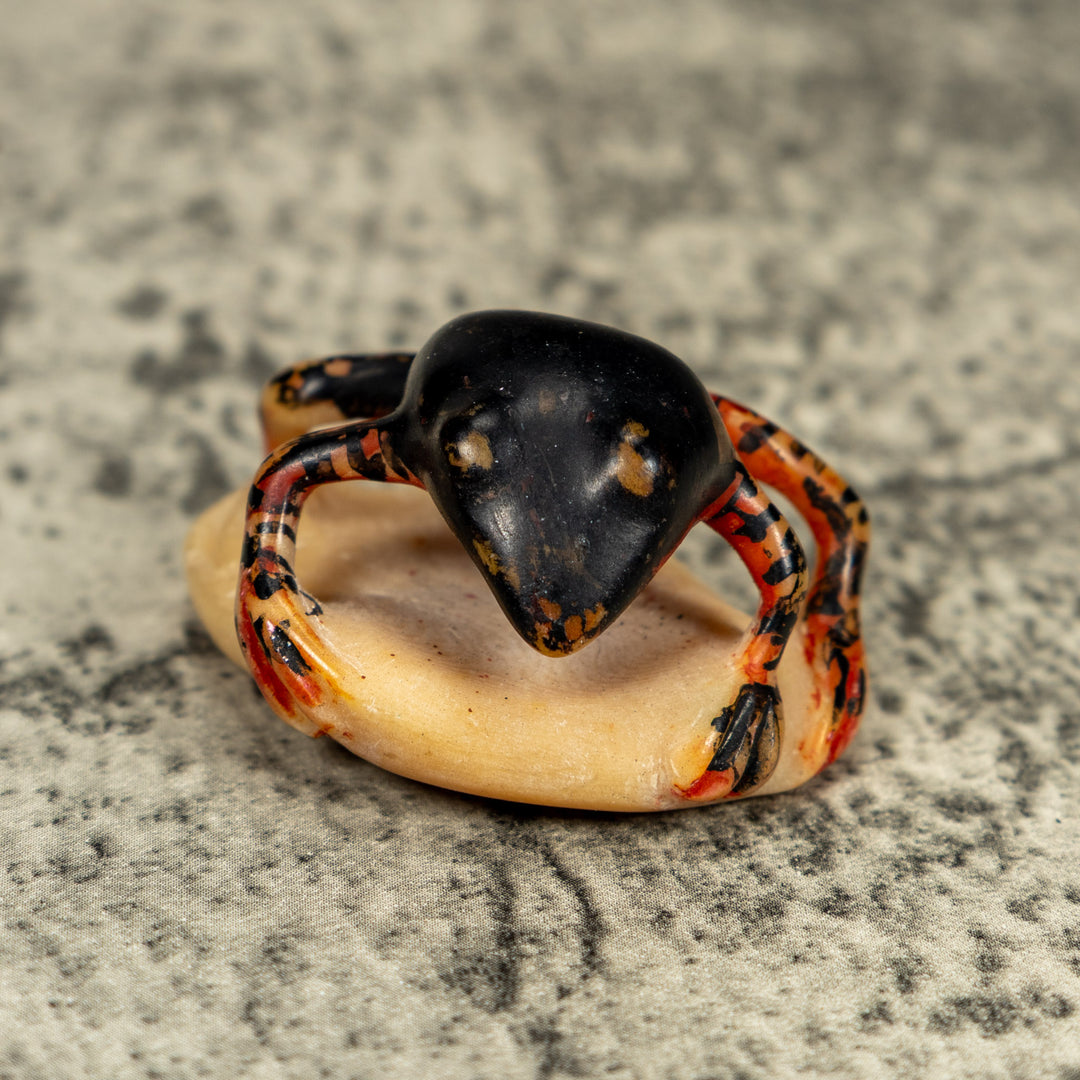 Vintage Gold And Black Frog Tagua Carving