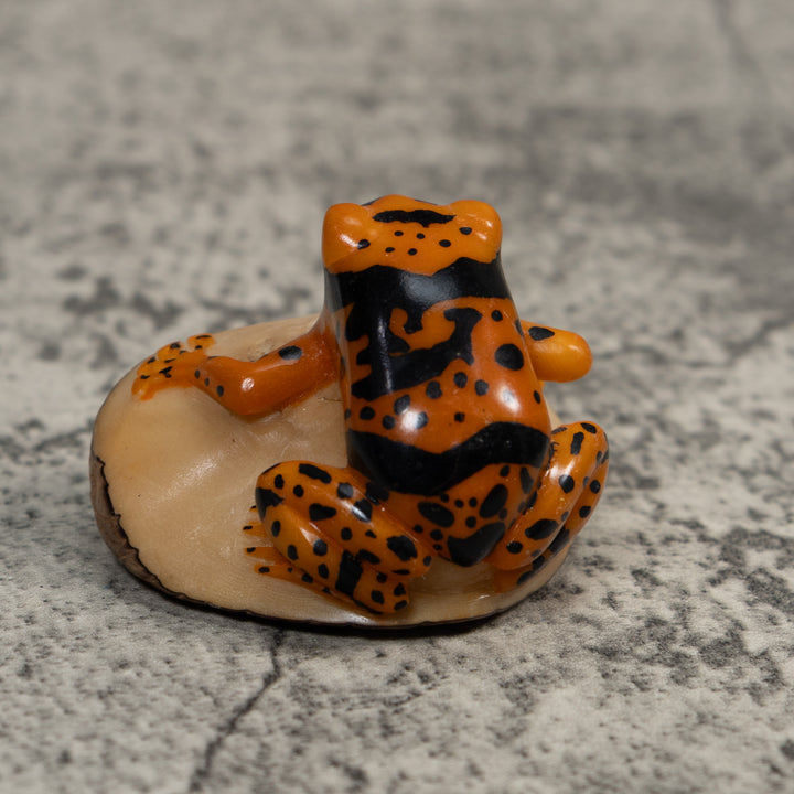 Black And Gold Poison Dart Frog Tagua Carving