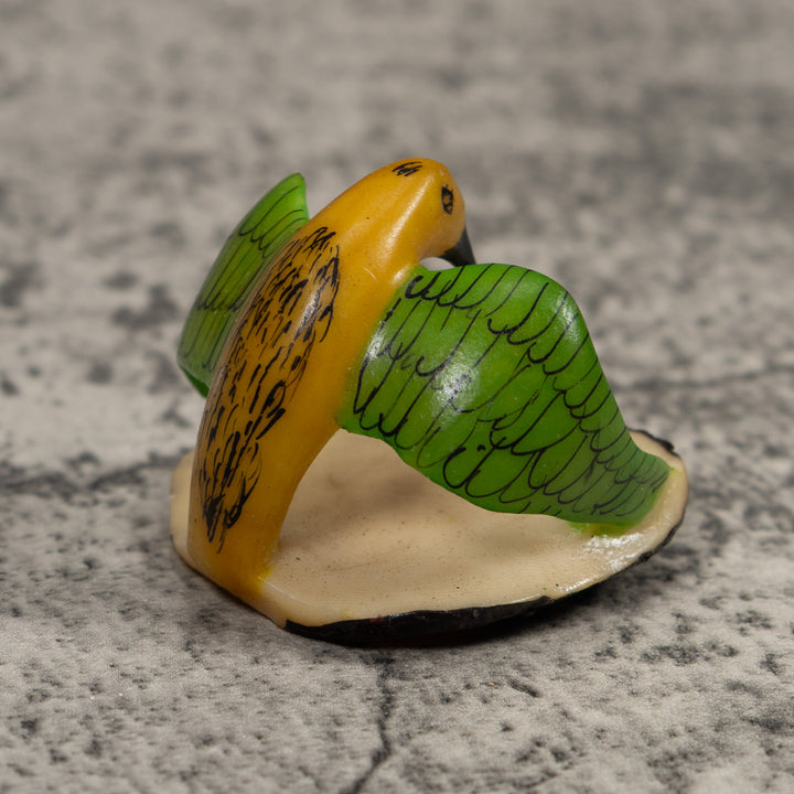 Vintage Yellow And Green Bird Tagua Carving