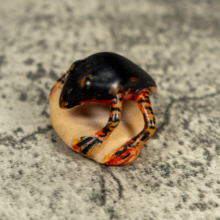 Vintage Gold And Black Frog Tagua Carving
