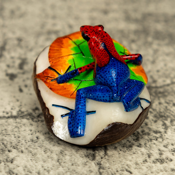 Red And Blue Poison Dart Frog Tagua Carving