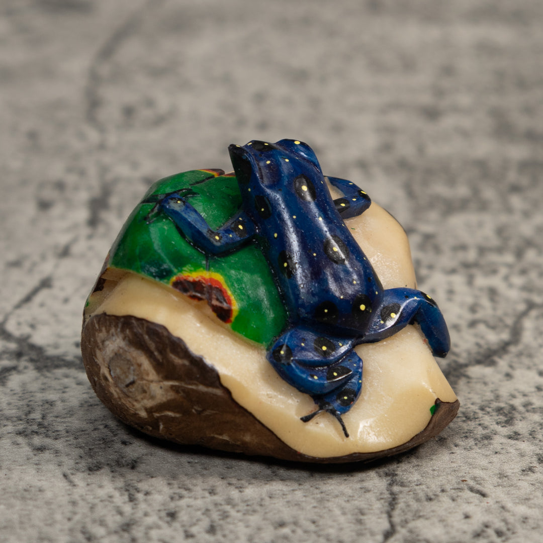 Blue Yellow And Green Poison Dart Frog Tagua Carving